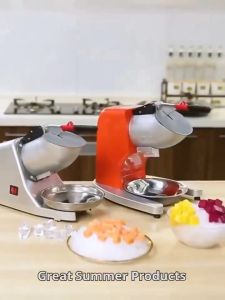 Ice Crusher Double Blade Electric Heavy Duty Smashing Ice Machine Stainless Steel Quickly Crush Automatic Ice Shaver