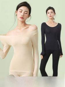Miiow | Ultra-Thin Warm Underwear Set For Women Cat Person Skintight Clothes Long Sleeve Round Neck Base Layer Suit Autumn Winter New Arrival