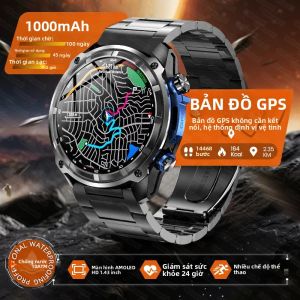 Đồng Hồ Thông Minh GPS Nam Với Bản Đồ Chống Nước 10ATM Gọi Bluetooth La Bàn Pin 1000mAh Màn Hình AMOLED 200+ Chế Độ Thể Thao Thiết Bị Theo Dõi Sức Khỏe