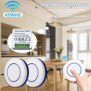 220V 433MHz Remote Control LED Lamp DIY Home Auto Wireless Switch Mini Round Button Panel Switch 16A Relay Receiver Module