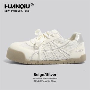 HuanQiu | Silver Mesh Breathable Womens Sneakers