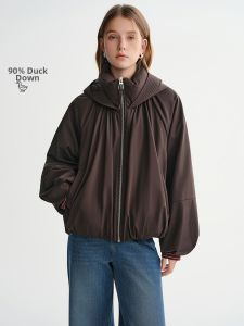 DUSHU | Stylish Wrinkle Hooded Down Jacket Slim Fit Plus Size