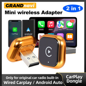 Grandnavi | Orange 2IN1 Wireless Carplay Android Auto Adapter Smart Dongle For Volvo Benz Mg Kia Chery VW Honda Benz MG Haval Fiat