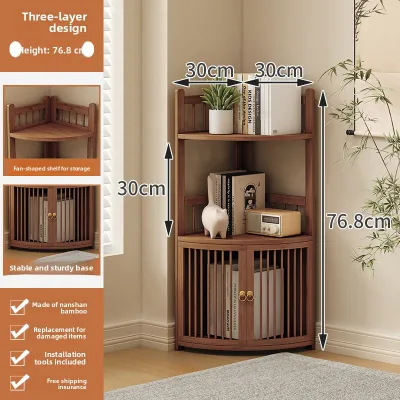 Modern Simple Triangle Corner Cabinet Living Room Floor Storage Rack Home Use Shelf Wall Corner Storage Cabinet Bamboo Material