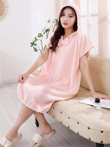 New Womens Bathrobe Quick Dry Breathable Wearable Soft Absorbent Home Sleepwear Cotton Blend Polyester Ample Size