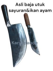 satu set pisau cincang daging ayam dan ikan asli baja