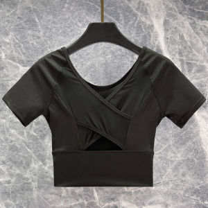 Professional Yoga Fitness Clothing Set Womens Short Sleeve Mesh High Waist Beautiful Back Quick Dry Sportswear Breathable