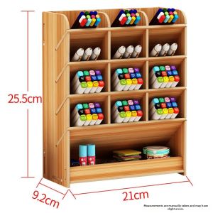 Nordic Creative Wooden Pen Stand Large Capacity Multiple Compartments