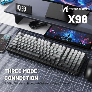 ATTACK SHARK | ATTACK SHARK X98 Full-size Wireless RGB Mechanical Keyboard Gasket Bluetooth/2.4G/Wired Hot Swappable NKRO 4000mAh Battery