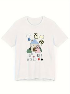 ผู้หญิงน่ารักผ้าฝ้ายพิมพ์ฤดูร้อน T เสื้อเกาหลี Ins สไตล์ Ootd Y2k Retro Street สไตล์ Slim Soft Casual Top สําหรับออกเดทสวมใส่ทุกวัน