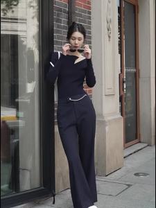 Summer Chain Decorated Flared Long Leisure Trousers