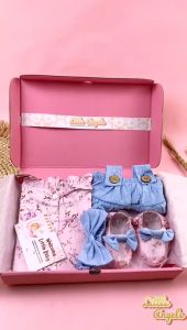 Hampers Kado Bayi Perempuan Setelan Dress Bayi Jumpsuit Lucu 4in1 Free Box / Kado Bayi lahir