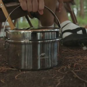 Cooking Set Camping Stainless Steel 3 in 1 Naturehike NH22CJ005: Nesting Alat masak Camping Hiking Panci Penggorengan