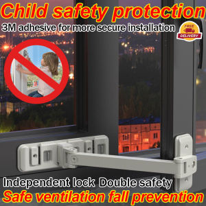 Kunci keselamatan tingkap Baby climbing window safety protection Window Restrictor Lock No need to punch holes Firm ventilation and fall prevention For Child Safety and Pet Protection Window Stopper 3-speed independent lock adjustment Child Safety Lock