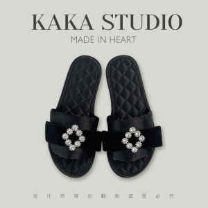 Elegant French Style Satin Slippers Diamond Water Drill Anti-Slip Flat Bottom Home Slippers for Women Spring Summer Indoor Outdoor Wear