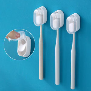 MaxPlus Toothbrush Holder Wall-mounted Punch-free Toothbrush Storage Rack Automatic Flip Cover
