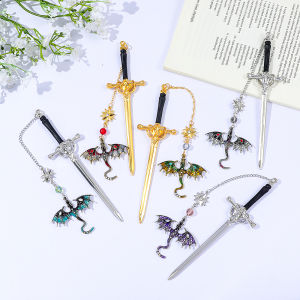 Fantasy Sword Dragon Metal Bookmark Vintage Pendant Teacher Book Lovers Reading Gift Book Accessories School Stationery Supplies
