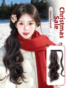 QIAOYIDUO | Adjustable Magic Tape Self-wrap Ponytail Wig High-density Natural-looking Synthetic Hair for Low Buns