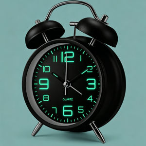 4 Luminous Twin Bell Alarm Clock Loud Non-Ticking Glow in The Dark Easy to Read Noiseless Bedside Clock for Bedroom Study Room