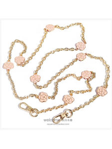 Bag with Chain Mobile Phone Chain Pink Camellia Light Gold Chain Thin Chain Mini Bag Metal Strap