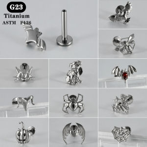 1PC ASTM F136 Titanium Labret Animal Flat Back Earring Lobe Helix Tragus Cartilage Ear Studs Piercing Jewelry
