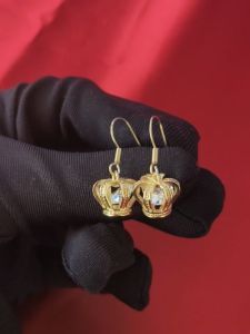 Diamcity (Free Gra Certificate) 1 Karat Moissanite Fashion Anting Mahkota Rumbai Panjang Tiga Dimensi