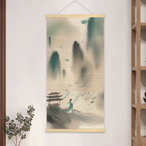 New Chinese Style Bamboo Art Decorative Painting Vertical Edition Living Room Entrance Background Wall Hanging Scroll Tea Room