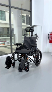 Full Reclining Berbaring Lightweight Wheelchair Elevating Padded Leg Rest Supports Self Propelled Kerusi Orang Tua