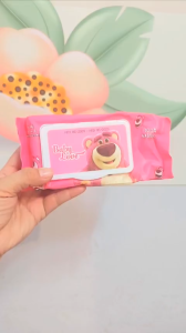 gói khăn ướt gấu dâu hồng Thiên Phúc bịch 80 tờ