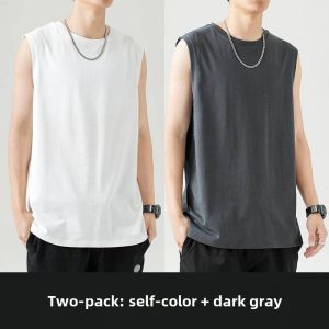 Sleeveless Vest Men Summer Fashion Brand Fitness Sports Waistcoat Clothes Bottoming Mens White Short Sleeve T-Shirt