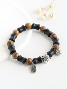 New Chinese Style Couple Bracelets Bamboo Node Chicken Wing Wood Ceramic Beads Hand Chain Ancient Style Students Wristband
