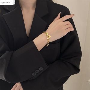 New Design Titanium Steel Womens Bracelet with Heart Buckle Stainless Steel Heart Shaped Bracelet Engraving Versatile Fashion Jewelry