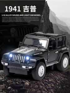 Jeep Alloy Model Car Toy for Boys Opening Door Sound Light Simulation Off-Road Vehicle Collectible Static Model Metal Toy
