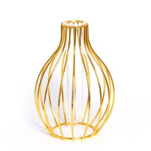 Scandinavian Accessible Luxury Dining-Table Decoration Table Top Wrought Iron Vase Hallway Flower Vase Gourd Spherical Shape Electroplating Metal