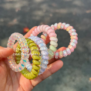 Colorful High Elasticity Durability Simple Style Phone Call Elastic Hair Bands Girls Hair Ties Worked by Chaif Studio F250