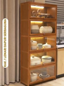 Mainland Rak Lemari Dapur Minimalis Rak Piring Dapur Serbaguna Rak Oven Microwave Penyimpanan Multi-layer HSB405