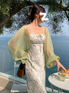 Elegant Summer Womens Sheer Lace Sun Protection Cardigan with Strap Vest Top Outerwear Small Shawl Coat V-neck Short Sleeve