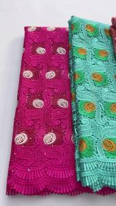 French-Style Turquoise Cord Guipure Lace – Perfect for Nigerian Aso Oke & Bridal Dresses