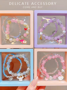 Cute Crystal Beaded Bracelets for Girls Childrens Jewelry Gifts Little Ladies Fashion Accessories Kids Hand Chants Toys