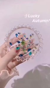 1 Kotak Kantong Berlian Imitasi Bentuk Asimetris Untuk Dekorasi Nail Art DIY