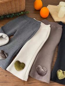 Girls Autumn Winter Thermal Pants Flared Trousers One-piece Fleece Long Pants