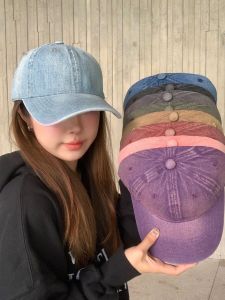 หมวกเบสบอลสไตล์ย้อนยุคแบบย้อมสีน้ำ ทรงสูง ทรงอ่อน หมวกแฟชั่นฤดูใบไม้ผลิ ฤดูร้อน ฤดูใบไม้ร่วง ฤดูหนาว สำหรับเยาวชนและคู่รัก