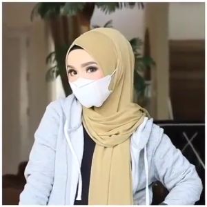Jilbab bergo pashmina instan Royal jersy hijab pasmina masker variasi Lubang telinga kerudung pastan