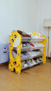 4 Layer Toy organizer with Shelf Organize Toys after Playing Cute Deer Design Large Toy Storage Rack for baby Multi-layer Structure Cabinet Stuff