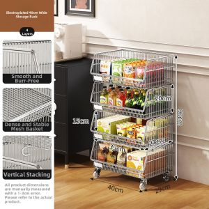 Vintage Style Movable Kitchen Storage Rack