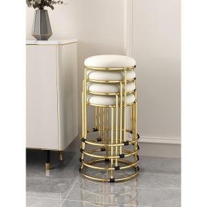 Modern Minimalist Folding round Dining Table Chair Home Use Quality Stool Bar Low Table Leisure Furniture Metal Frame Leather Surface