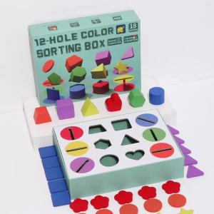 3D Shapes Geometric Solids Wooden Color Toy Sorting Toy Developmental Training Montessori Educational Game for Preschool Element