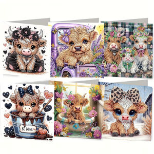 other | 6-piece/set DIY Diamond Painting Kit Birthday Card Kit unique animal and dog pattern design rhinestone diamond painting art mo