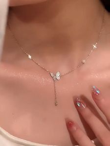 Ganten🍎Kalung Wanita Liontin Kupu-kupu Peri Super Kalung Mewah Ringan Ceruk Rantai Tulang Selangka Keren Musim Panas COD