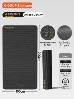 O:OOUP | Thickened Yoga Mat Fitness Exercise Non-Slip Shock-Absorption Soundproof Large Size Extra Wide for Men Home Gym Training